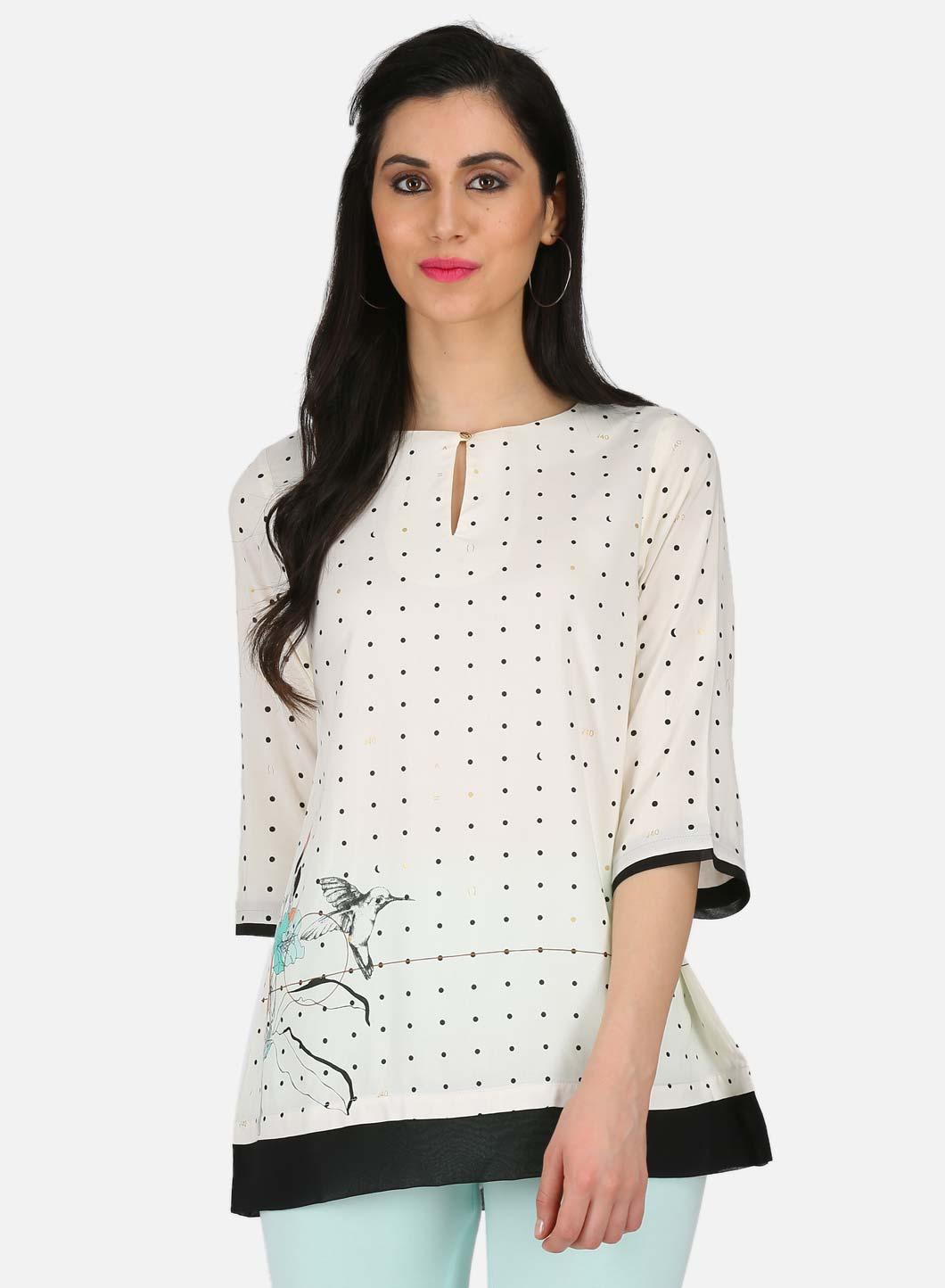 W for Woman Off-White Printed Top | Grocsy