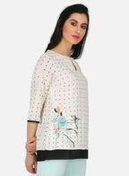 W for Woman Off-White Printed Top | Grocsy
