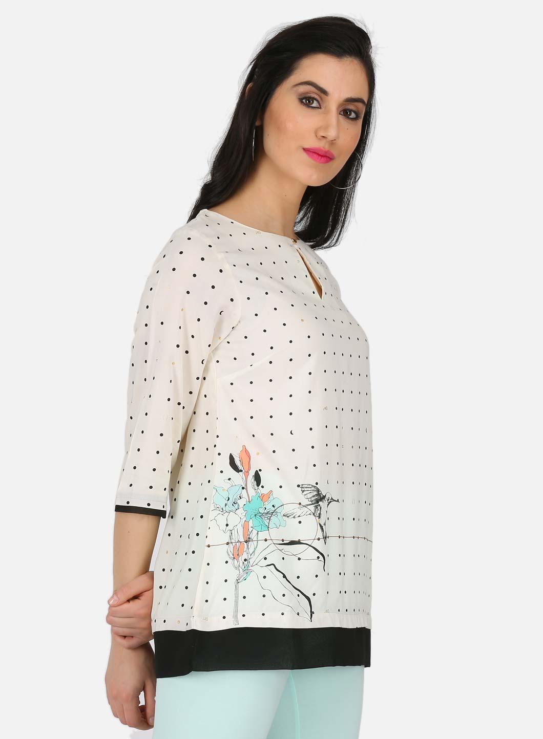 W for Woman Off-White Printed Top | Grocsy