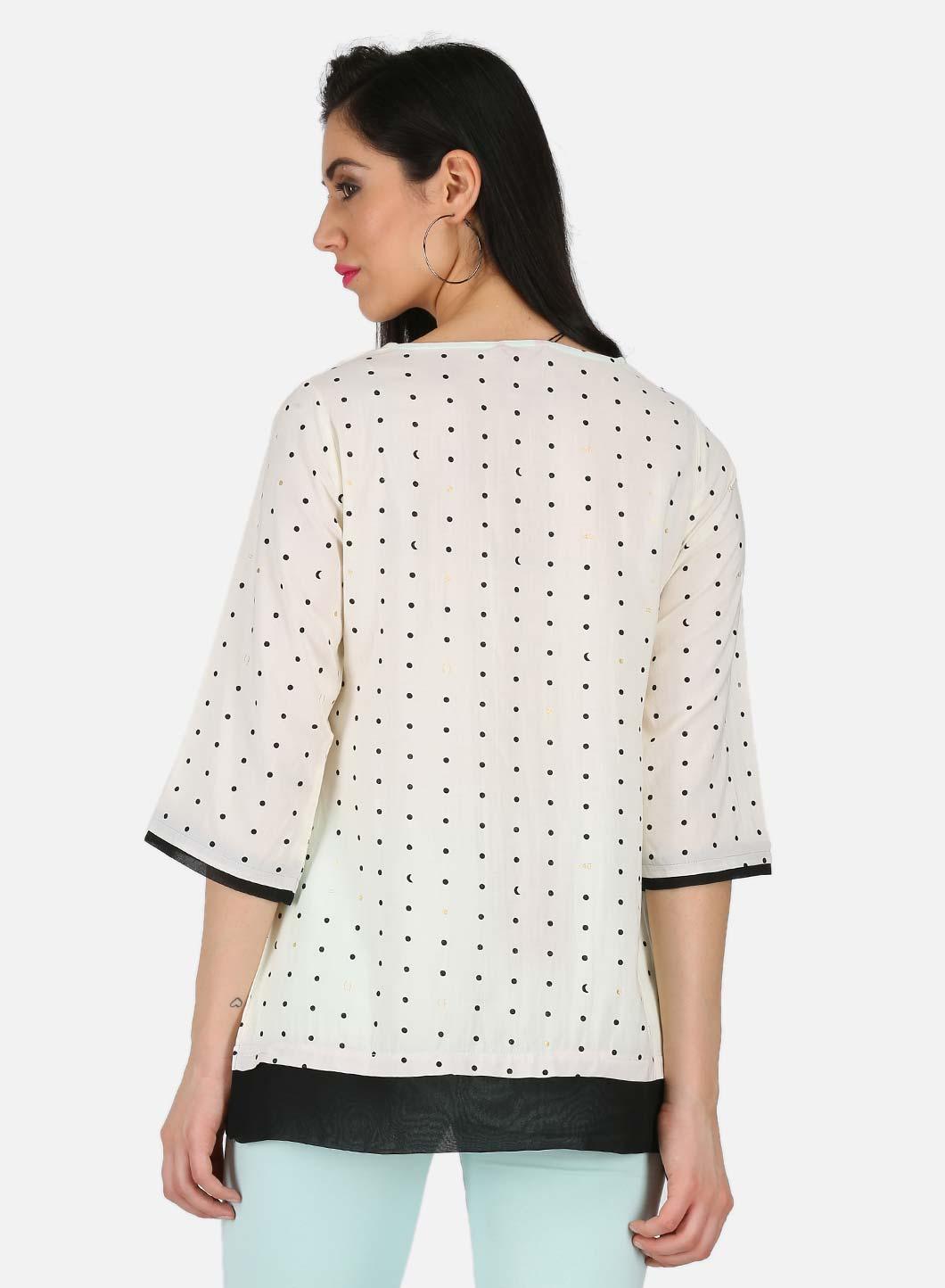 W for Woman Off-White Printed Top | Grocsy