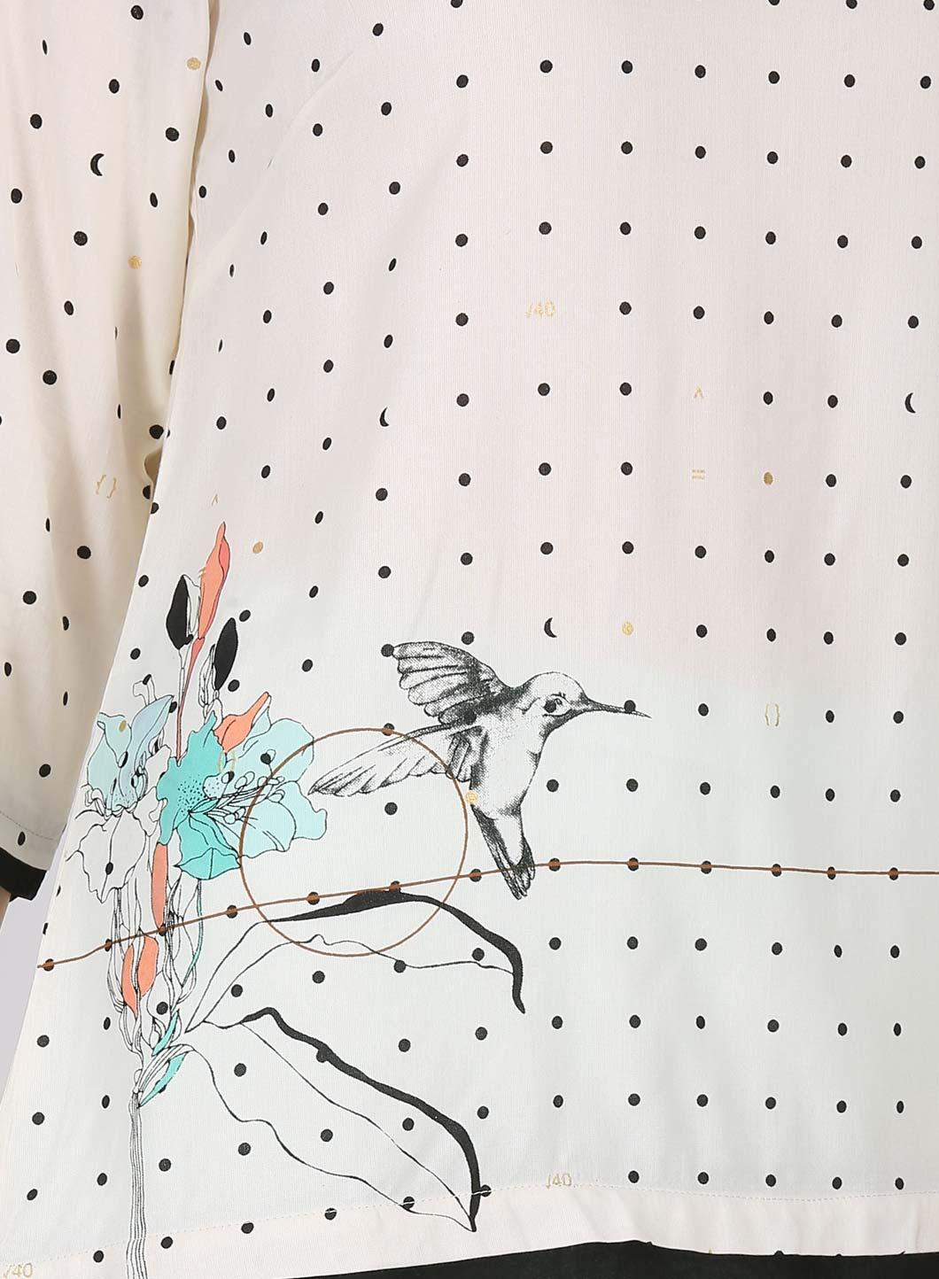 W for Woman Off-White Printed Top | Grocsy