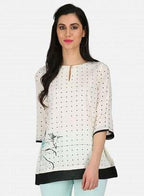 W for Woman Off-White Printed Top | Grocsy