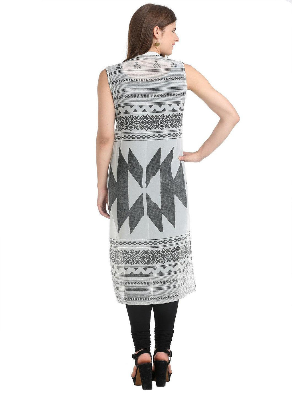 W for Woman Off-White Sleeveless Printed Gillet | Grocsy