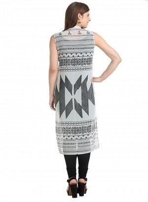 W for Woman Off-White Sleeveless Printed Gillet | Grocsy