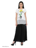 W for Woman White Printed Short Sleeve Top | Grocsy