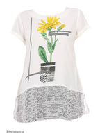 W for Woman White Printed Short Sleeve Top | Grocsy