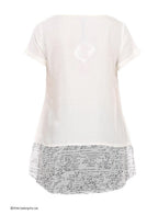W for Woman White Printed Short Sleeve Top | Grocsy