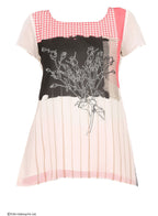 W for Woman White Printed Short Sleeve Top | Grocsy