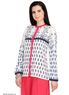 W for Woman White Printed Full Sleeve Top | Grocsy