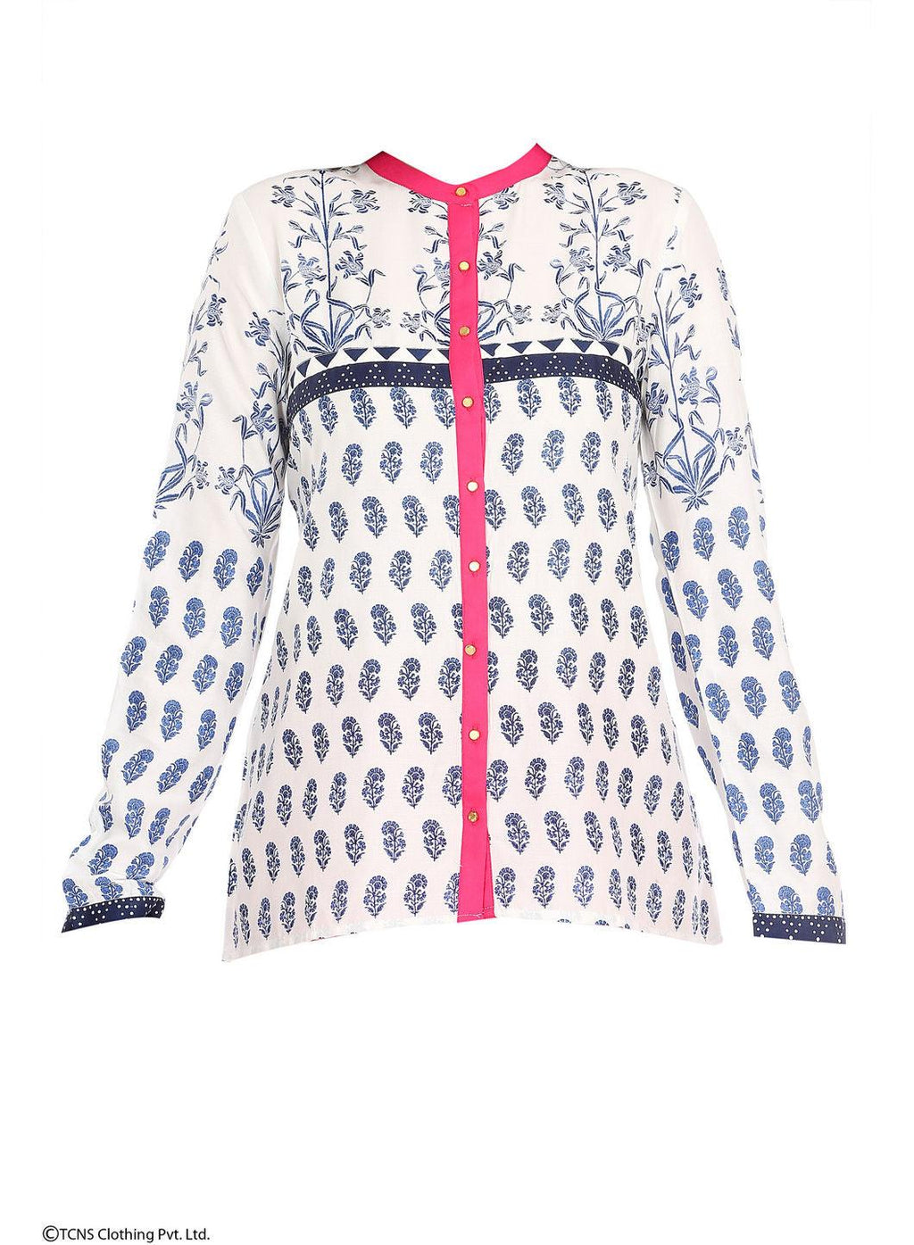W for Woman White Printed Full Sleeve Top | Grocsy