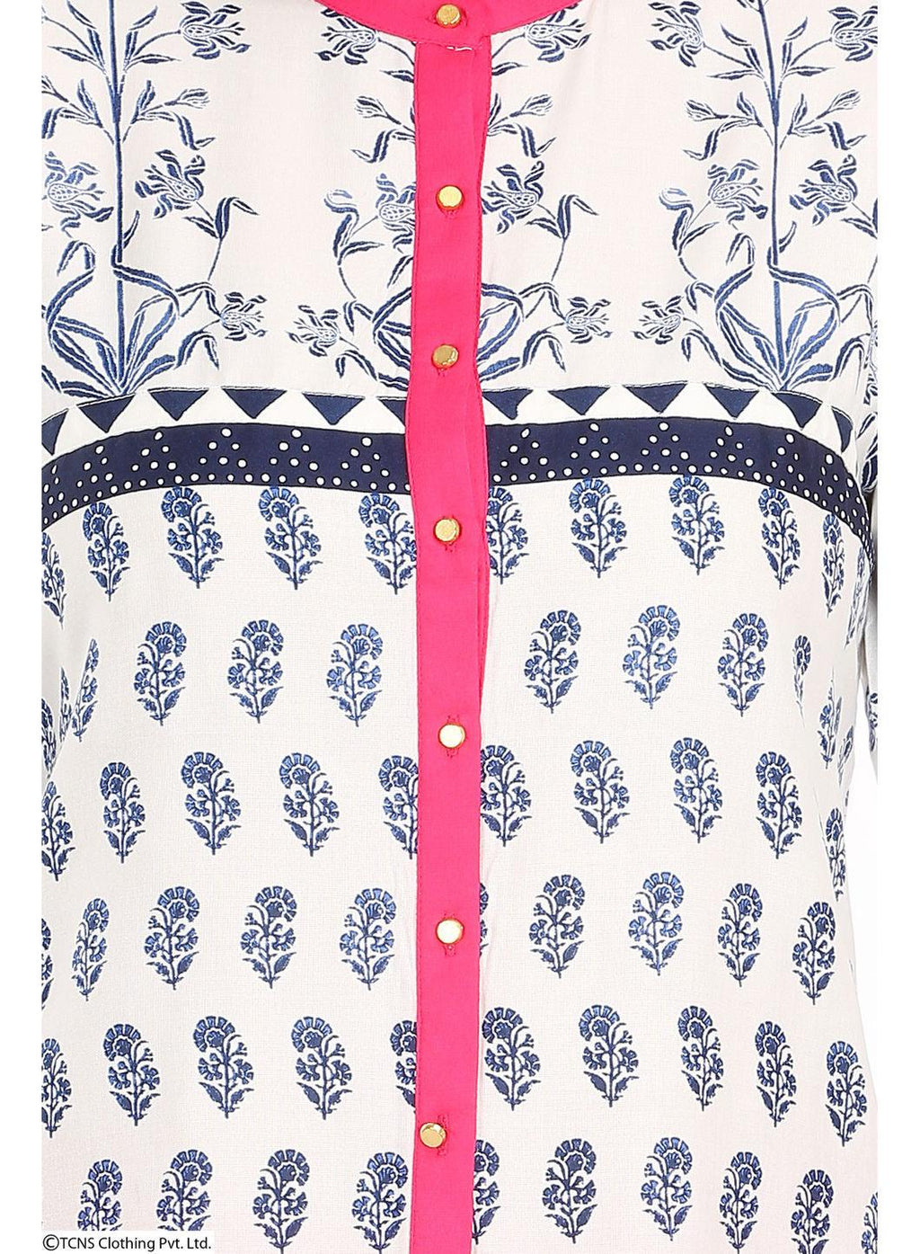 W for Woman White Printed Full Sleeve Top | Grocsy
