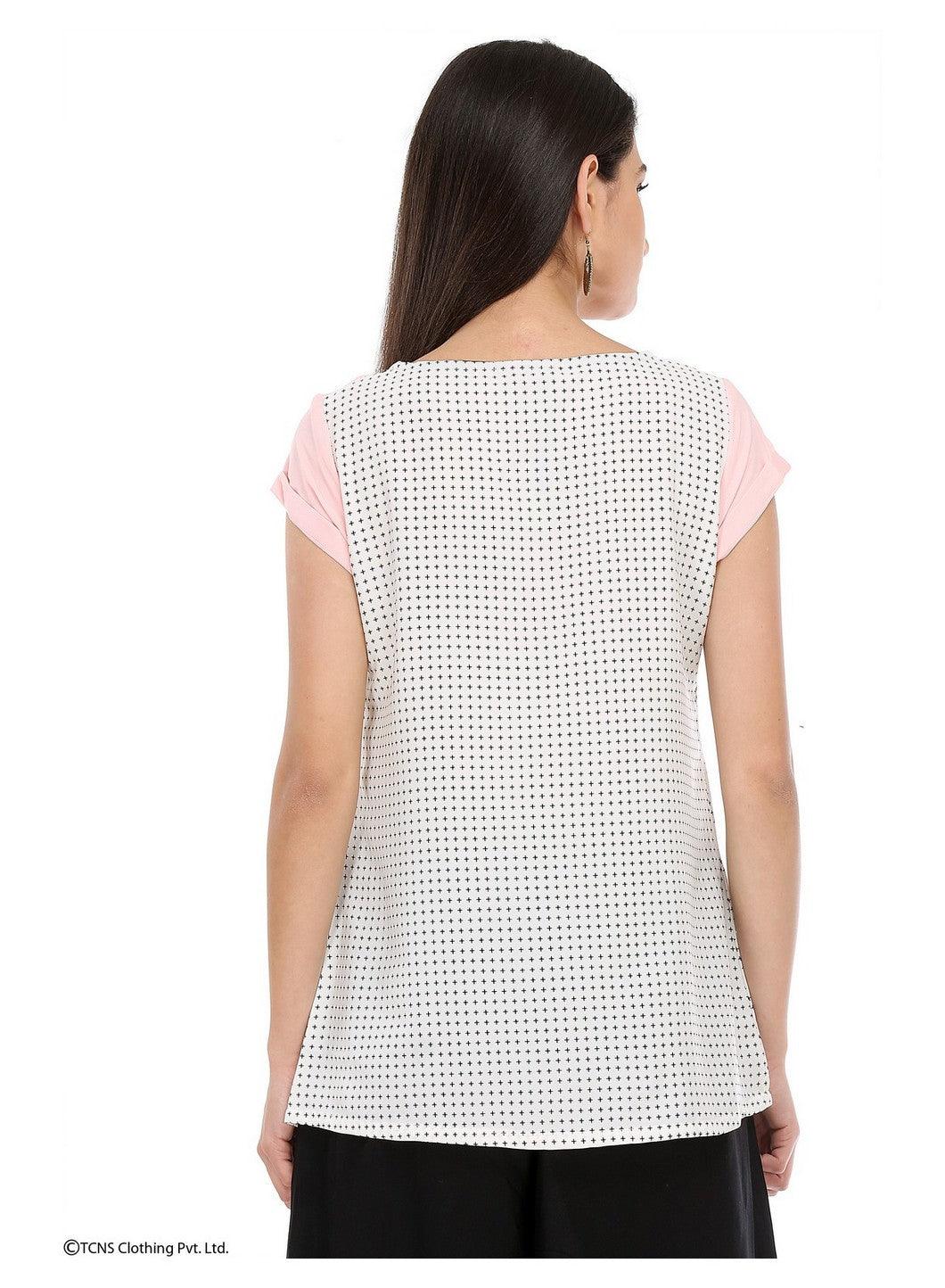 W for Woman Pink Printed Short Sleeve Top | Grocsy