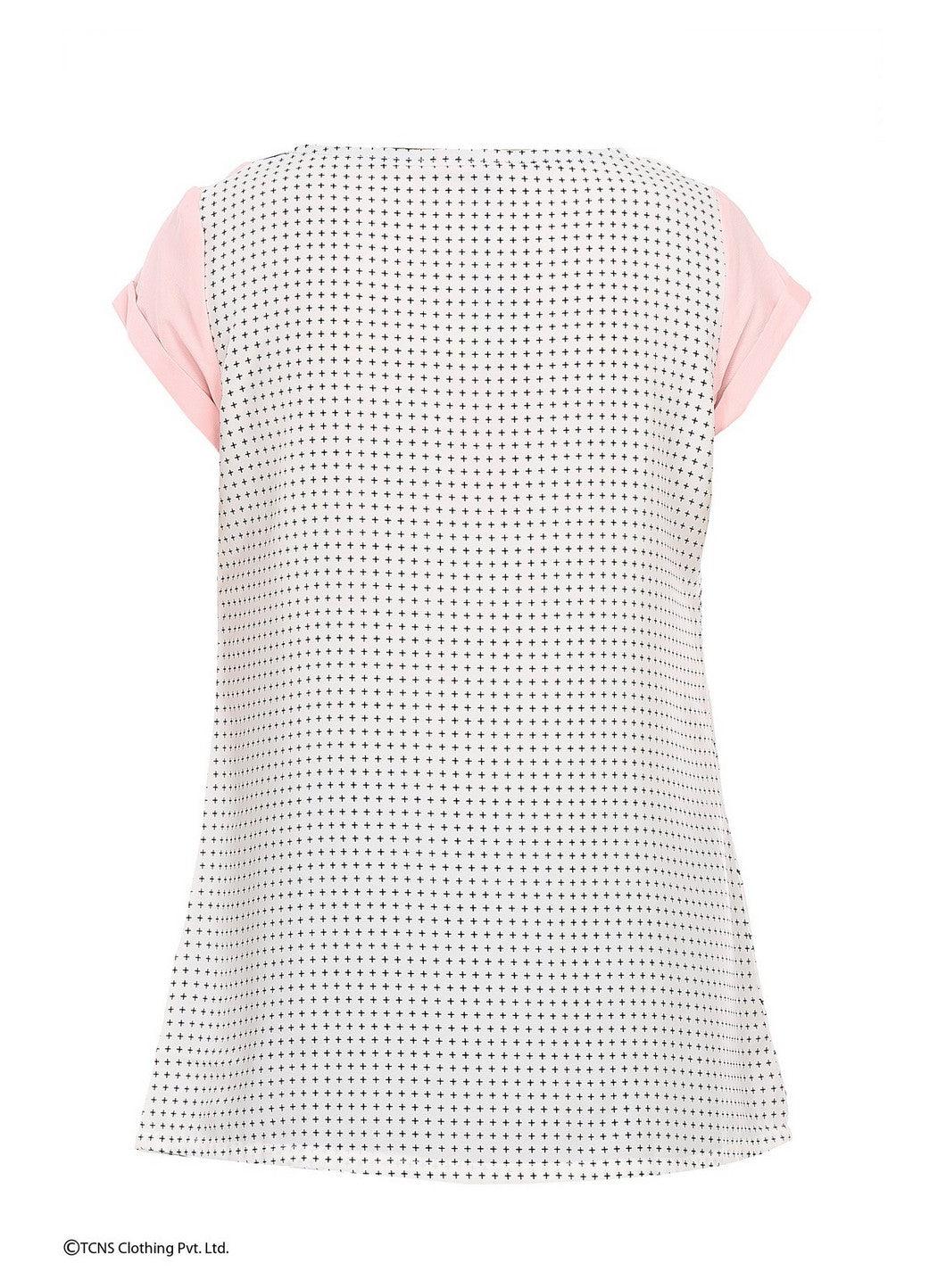 W for Woman Pink Printed Short Sleeve Top | Grocsy