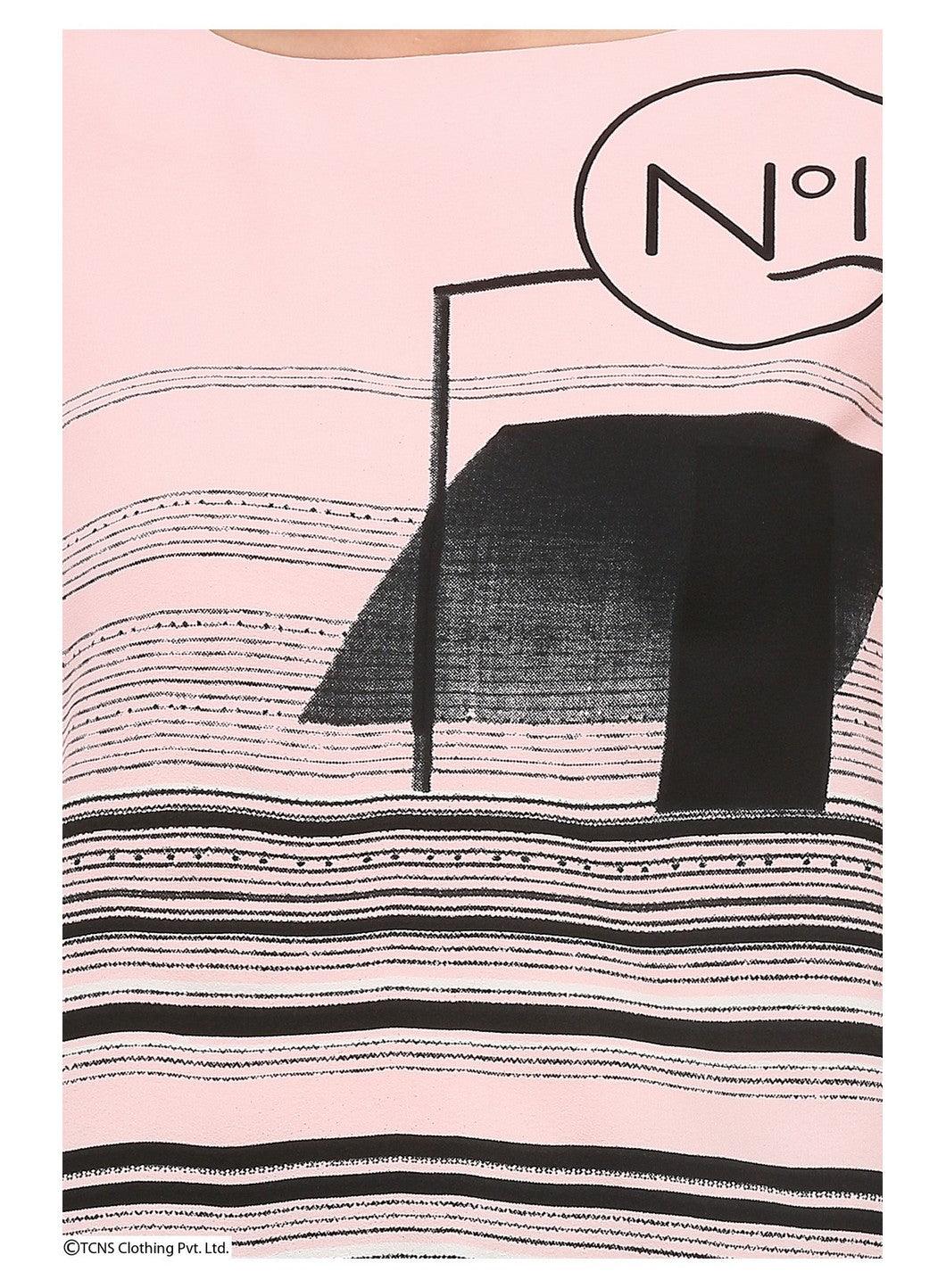 W for Woman Pink Printed Short Sleeve Top | Grocsy