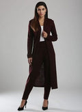 W for Woman Maroon Open Cardigan | Grocsy