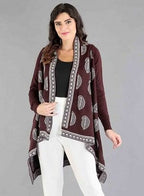W for Woman Red Paisley Print Asymmetrical Cape | Grocsy