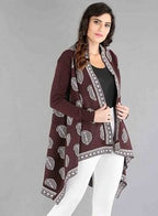 W for Woman Red Paisley Print Asymmetrical Cape | Grocsy