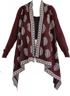 W for Woman Red Paisley Print Asymmetrical Cape | Grocsy