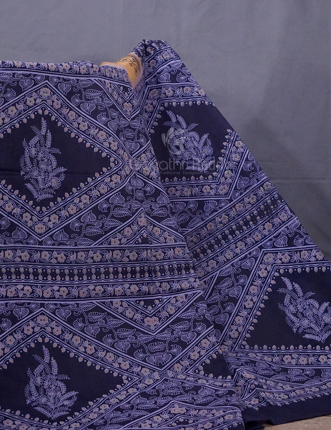 Chikoo Colored Block Print Pure Mulmul Cotton By Gayathri Reddy Designer Studio | Grocsy