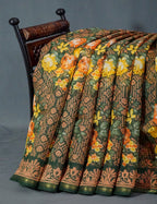 Shades of Green Colour Floral Design Semi Chanderi Saree By Gayathri Reddy Designer Studio | Grocsy