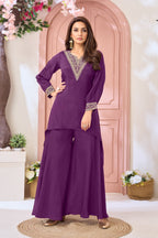 Anaita Purple Readymade Suit with Coding Work | Grocsy