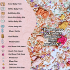 Confect Girls Baby Shower Sprinkles | Mix Heart, Teddy, Baby Feed Bottle & Baby Feet Sprinkles | Grocsy