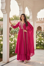 Anaita Pink Anarkali Readymade Suit with Embroidery Work | Grocsy