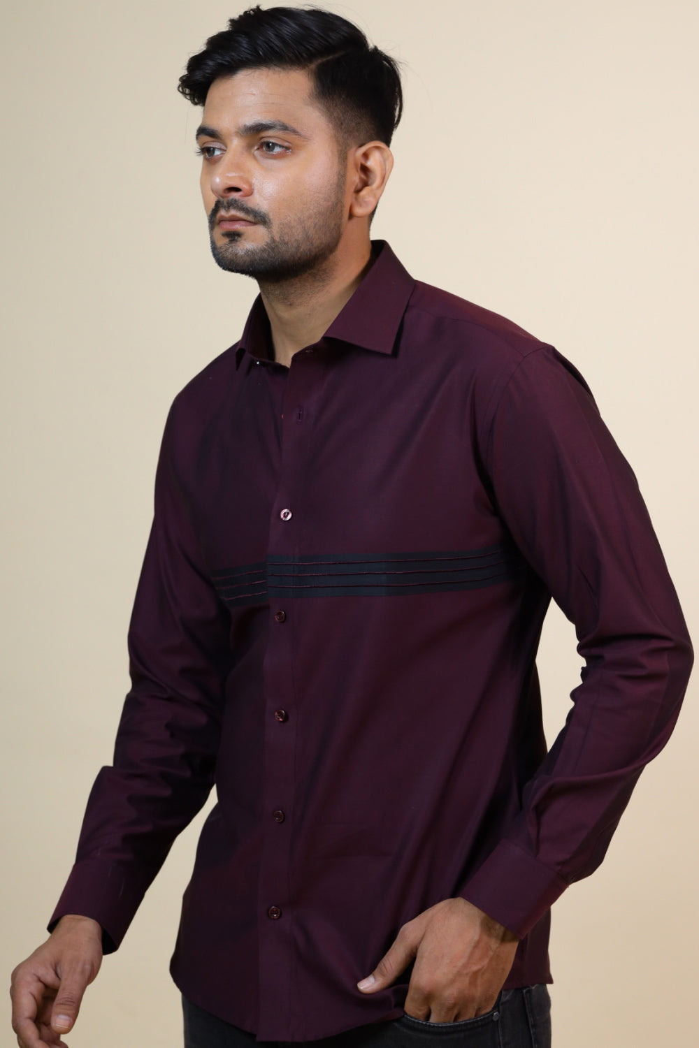 Mauvais Burgundy Designer Men's Shirt by Hilo Design | Grocsy