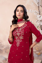 Anaita Pink Vichitra Silk Readymade Suit with Coding Work | Grocsy