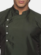 Sethukrishna Men Green Pleated Kurta with Churidar | Grocsy