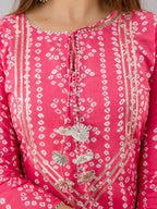 HERE&NOW Pink Bandhani Printed Gotta Patti Regular Kurta with Sharara | Grocsy