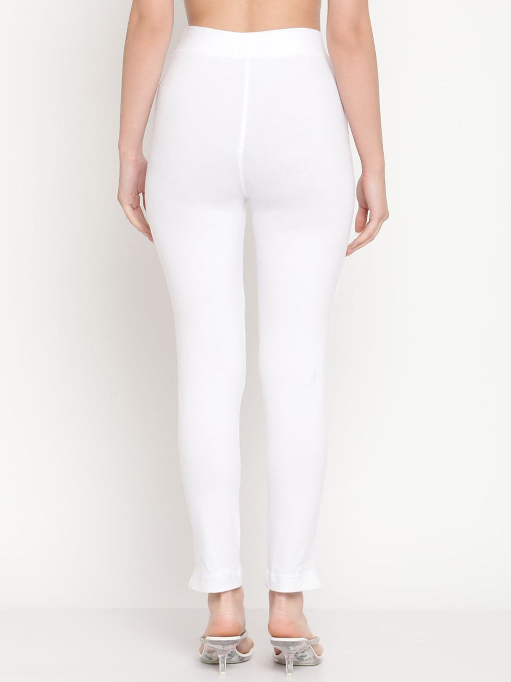 TAG 7 Women White Set of 2 Solid Ankle Length Cotton Leggings | Grocsy