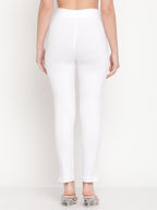 TAG 7 Women White Set of 2 Solid Ankle Length Cotton Leggings | Grocsy