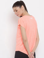 MKH Women Orange Dri-FIT Sports T-shirt | Grocsy