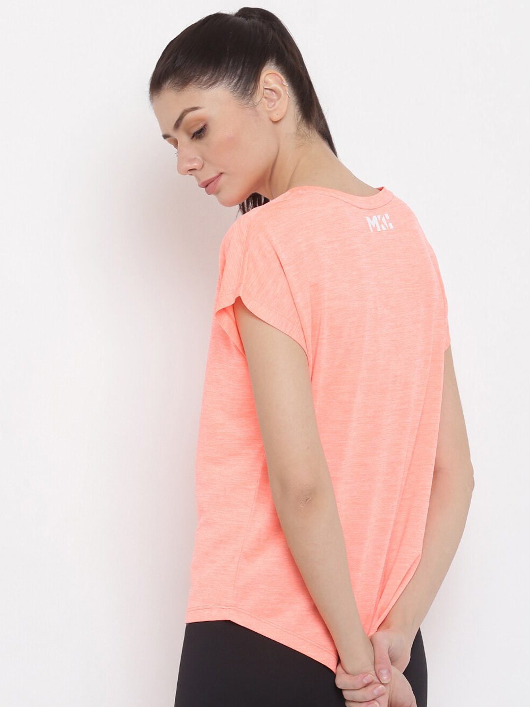 MKH Women Orange Dri-FIT Sports T-shirt | Grocsy