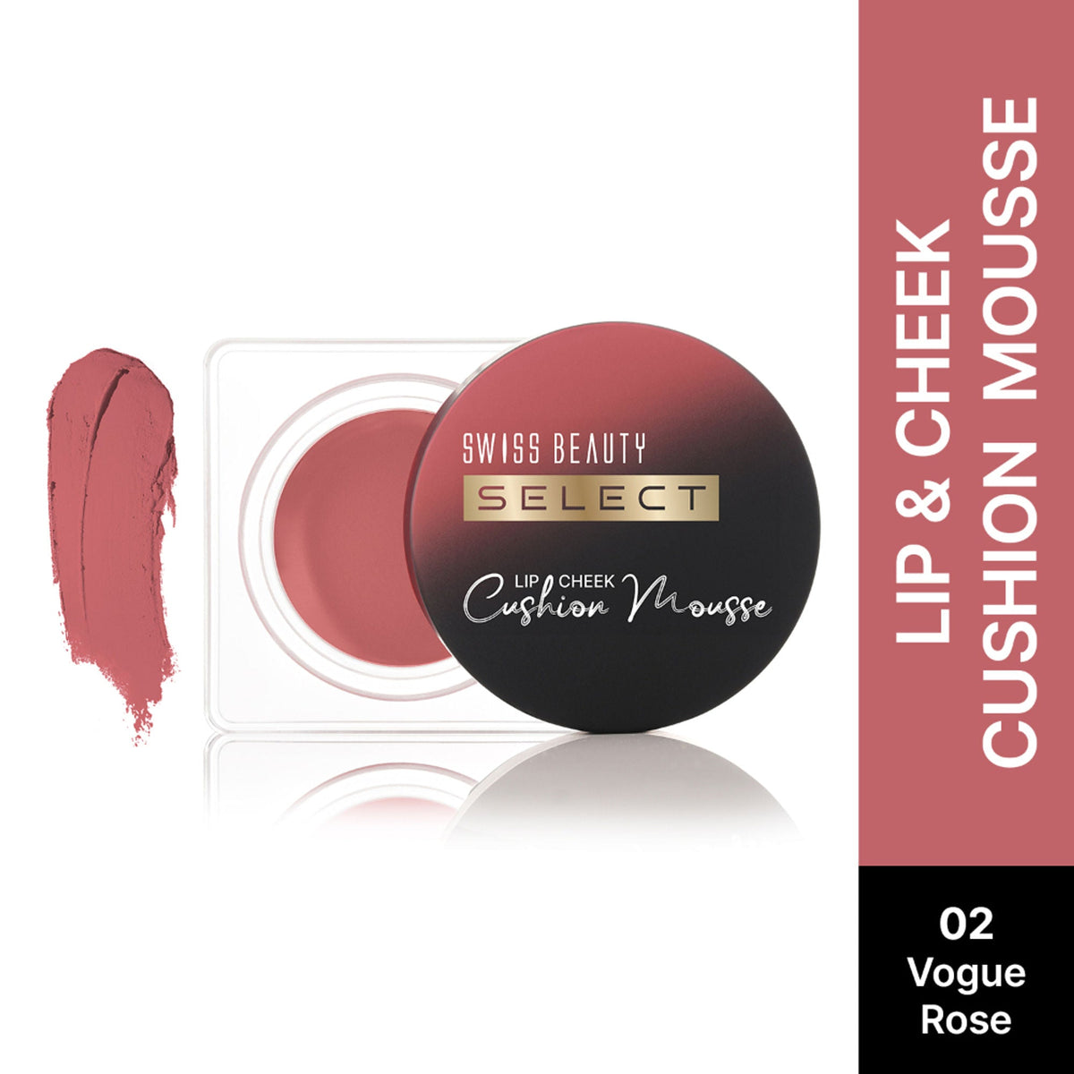 Swiss Beauty Select Lip And Cheek Cushion Mousse With Vitamin E - 2 Vogue Rose | Grocsy