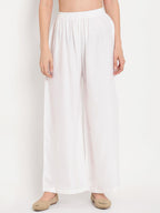TAG 7 Pack Of 2 Women White Embroidered Palazzos | Grocsy