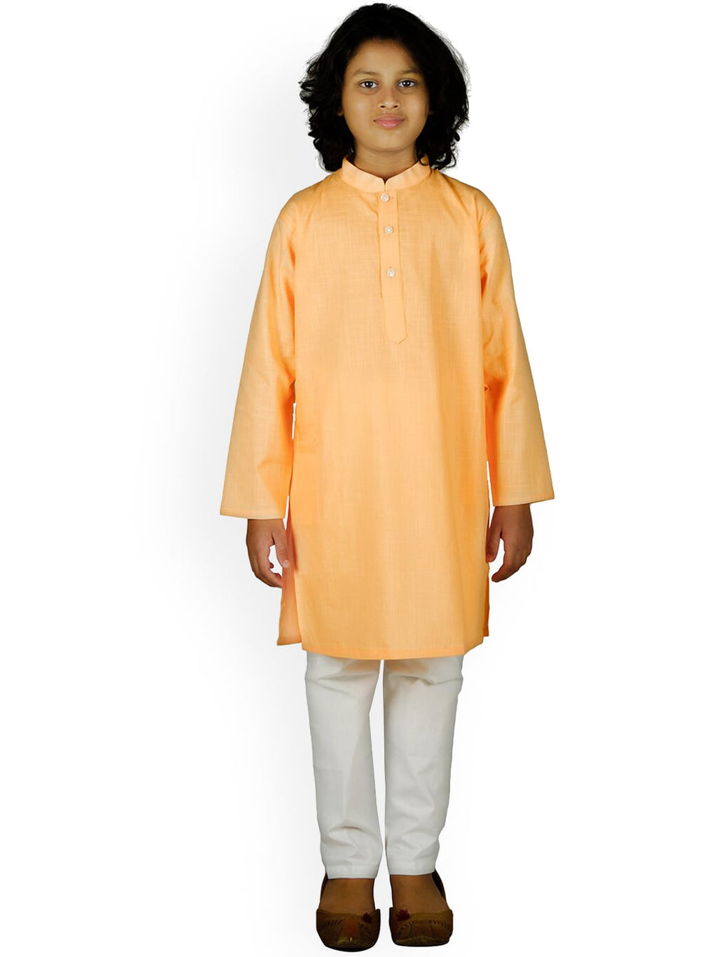 Sethukrishna Boys Orange Pure Cotton Kurta with Pyjama | Grocsy