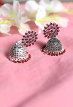 Mominos Fashion Johar Kamal Kundan Work Jhumka With Maroon Beads