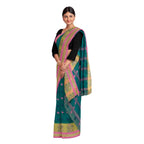 Exclusive Collection 100% Pure Cotton Green Tant Saree With Hand Weaving Work | Grocsy