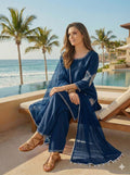 Anaita Navy Crepe Stitched Suit With Sequence Embroidery Work | Grocsy