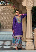 Anaita Purple Premium Embroidered Chinon Readymade Salwar Suit | Grocsy