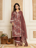 Yufta Maroon Floral Print Cotton Straight Style Kurta And Trouser With Dupatta | Grocsy