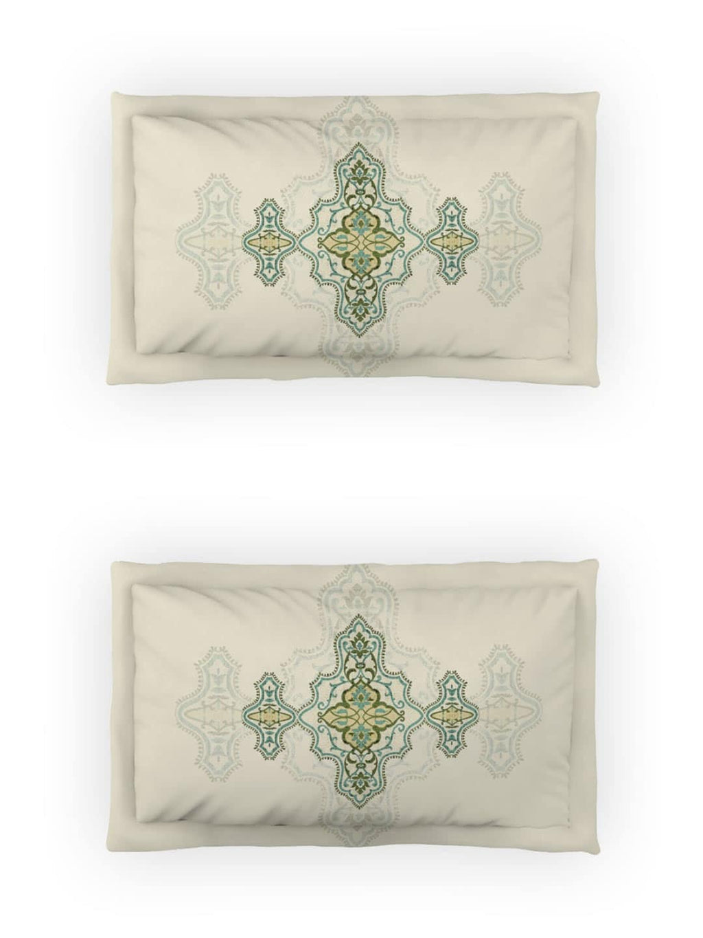 DDecor Green & White Ethnic Motifs Cotton 140 TC King Bedsheet with 2 Pillow Covers | Grocsy