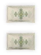 DDecor Green & White Ethnic Motifs Cotton 140 TC King Bedsheet with 2 Pillow Covers | Grocsy