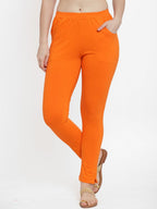 TAG 7 Women Pack Of 2 Orange & Black Solid Straight-Fit Ankle-Length Leggings | Grocsy