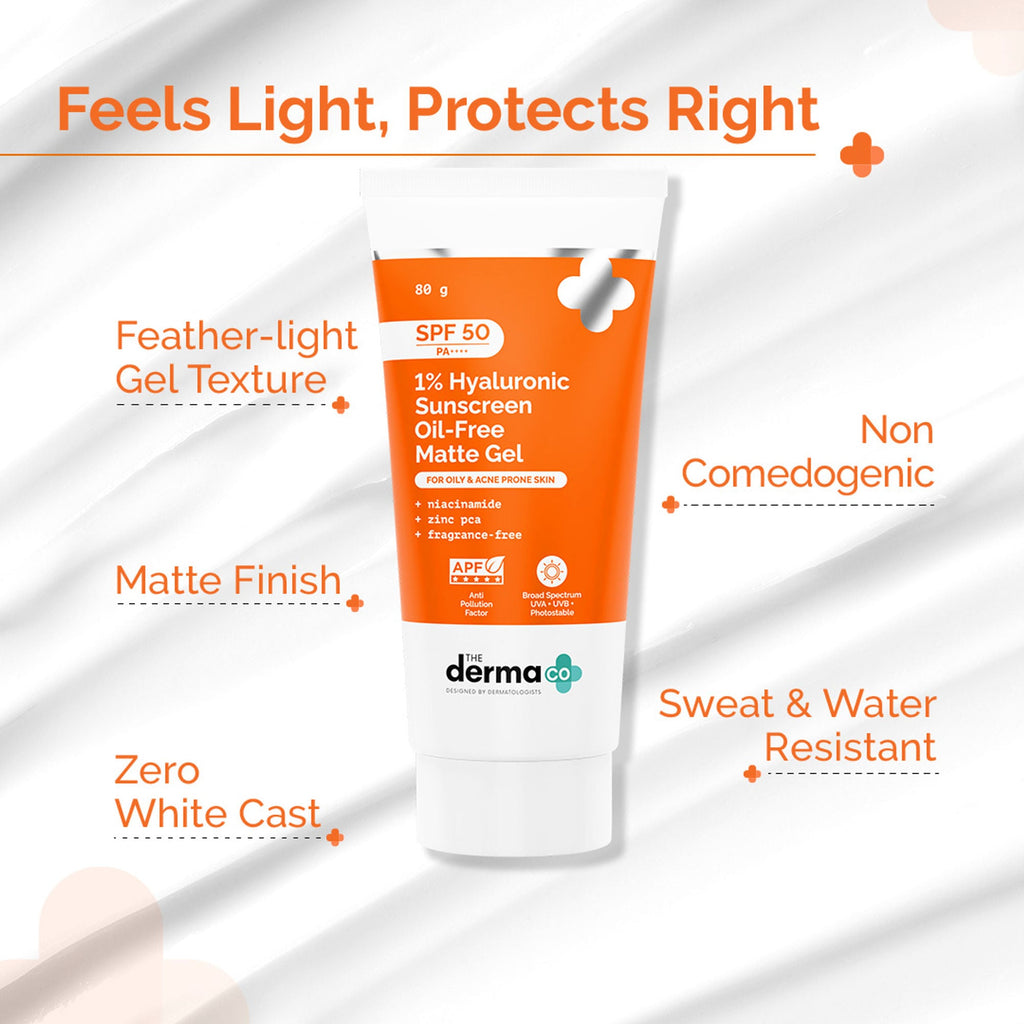 The Derma Co 1% Hyaluronic Sunscreen Oil-Free Gel With SPF 50 PA++++ For Oily In-Vivo tested | Grocsy