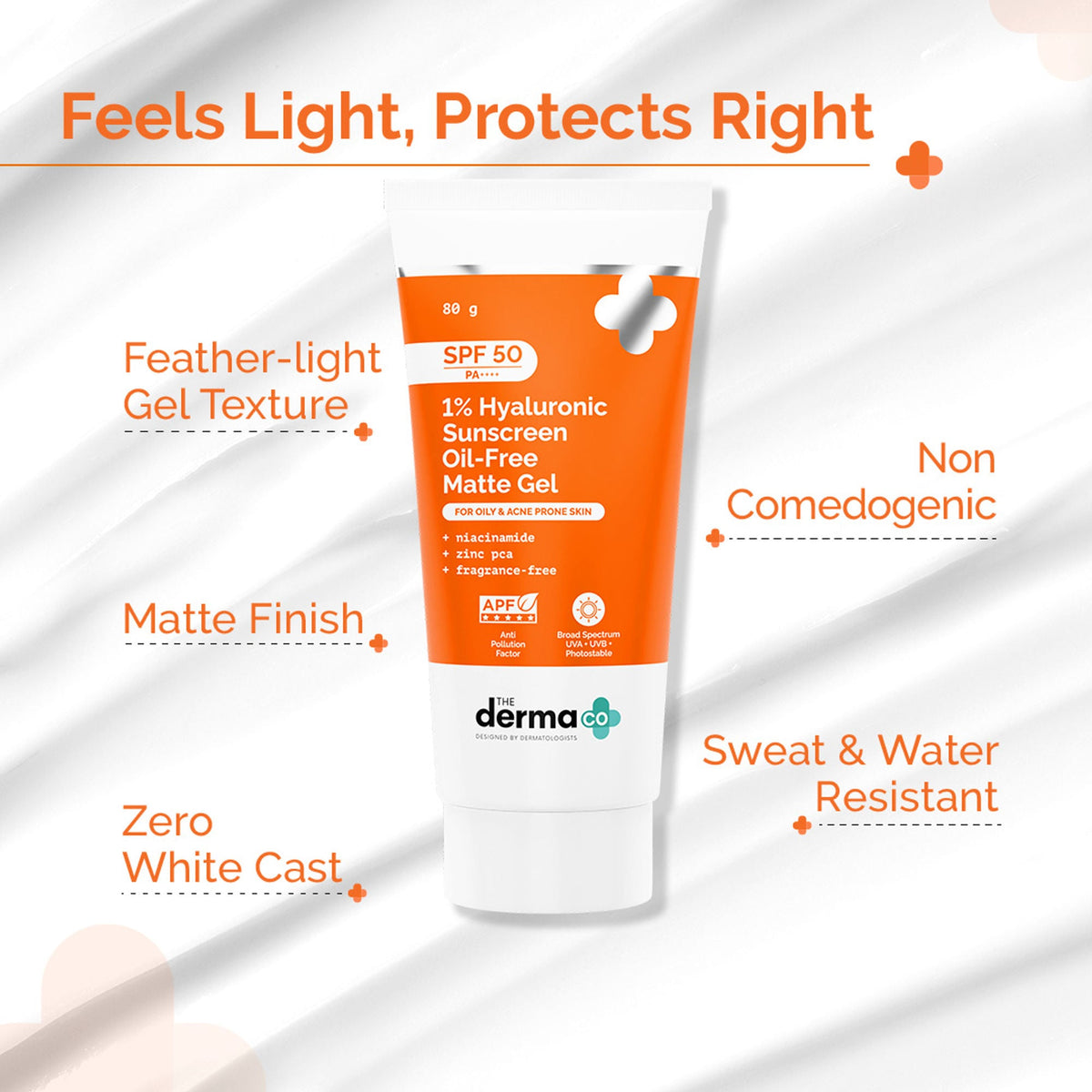 The Derma Co 1% Hyaluronic Sunscreen Oil-Free Gel With SPF 50 PA++++ For Oily In-Vivo tested | Grocsy