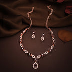 Tehzeeb Creations Elegant Maroon Polished American Diamond (Ad) Studded Necklace And Earring Set For Women | Grocsy