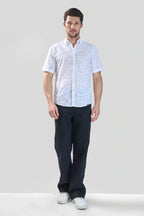 Xkind White Embroidered Relaxed Fit Shirt | Grocsy